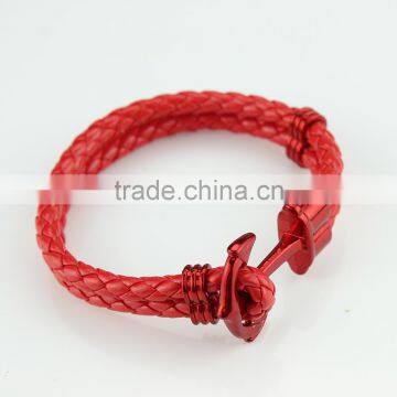 Fashion Jewelry Hot Sale Wax Rope Multilayer Leather Men Anchor Bracelets photo-2