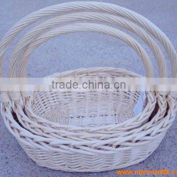 White Wicker Basket With Handle photo-2