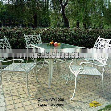 rattan chair white/outdoor synthetic wicker chair/dining table glass fixing