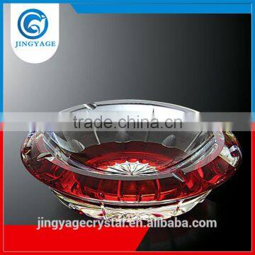 Jingyage wholesale red round crystal glass ashtray big crystal cigar ashtray antique glass ashtray delicate