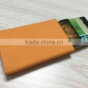 Multi Function Aluminum Slim Credit Card Holder Metal Leather & Aluminum RFID Protector Wallet photo-5