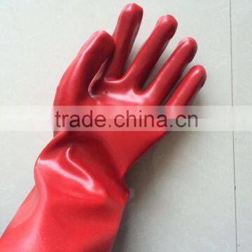 35CM Lenth Red Industrial Pvc Gloves Pvc Coated Glove photo-2