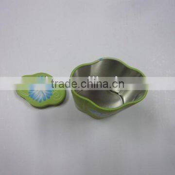 flower shape tin box,rubberized vanished tin box