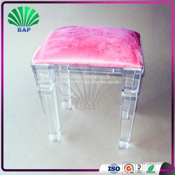 High Quality Customized Kids Pink Stool Acrylic Piano Stool Indoor Lucite Ottomans