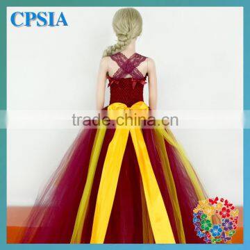 Fancy Formal Scarlet Color Tulle Dresses For Baby Girls Wedding Dress Birthday Tutu Dress For Baby Girl With Crochet Top photo-5