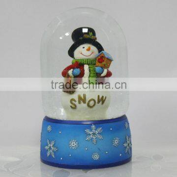 christmas snow globe with snowman snow base skyblue