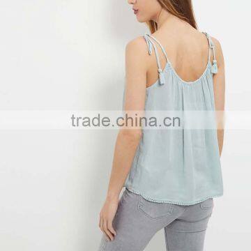 New Fashion Women Casual Tops Mint Green Tie Strap Tank Tops HSB9306 photo-2