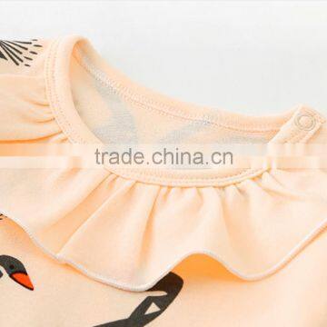 Wholesale Baby Long Sleeve Swan Printed Rompers for 0-1 Years Old photo-3