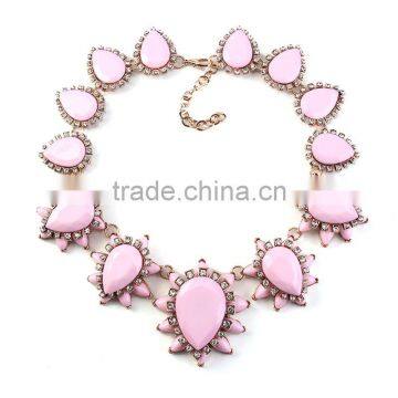 Fashion People Big Water Drop Resin Gems Chunky Coral Necklace photo-5