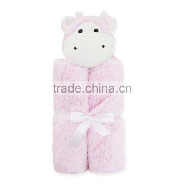 Retail Baby Product Soft Thick Coral Fleece Push Cow Toy Baby Heated Blanket