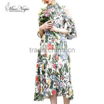 Maxnegio floral print summer long boho maxi dress