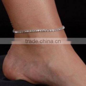 Small crystal paving setting anklet simple style white crystal foot chain fashioanable style crystal barefoot jewelry