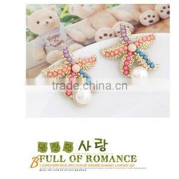 Pearl Paved Starfish Dangle Earring High Quality Gold Starfish Dangle Earrings Sea Theme Earring Jewelry photo-4