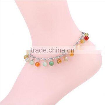 diy colorful round stone beads charm anklet handmade mix stone charm anklet bracelet for women anklet jewelry 2017