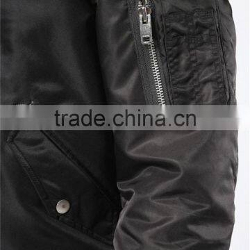 MGOO Manufacturer Custom Designs Mens Jackets Basic Plain Black Bomber Jackets 100 Cotton Long Sleeves Pockets photo-6