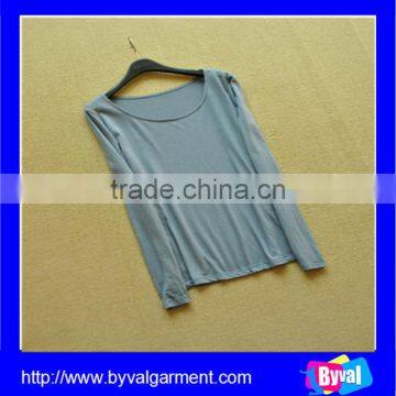 100% Cotton Grass Green Blank O Neck Long Sleeve T-shirt For Women from China OEM Supplier