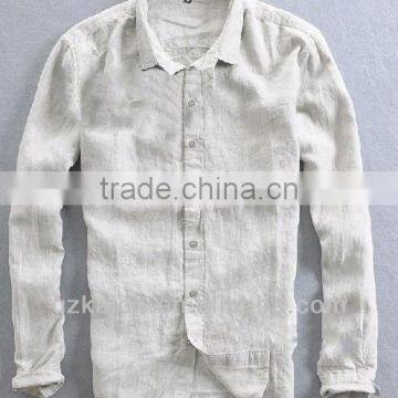 Fashion Ramie Cotton Men's Long Sleeve Shirts for Spring, Summer and Autumn photo-3