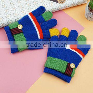 TC13017 Wholesale Cute Winter Kids Acrylic Gloves New Fashion Knit Five Fingers Gloves photo-4