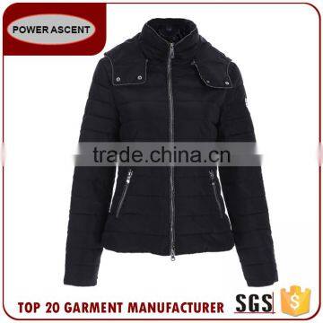 Hot Design Women Stand Collar Metal Zipper Hoody Padding Jacket photo-3