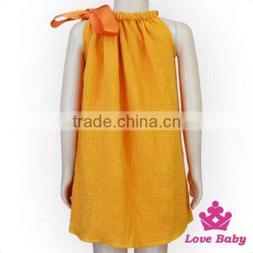 Plain Orange Breathable Cotton Sleeveless Baby Girl Fancy Pillowcase Dress New Model Skirt photo-5