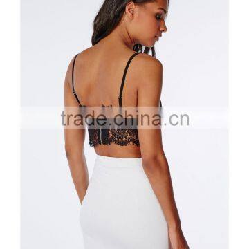 Delicate Eyelash Zip Back Lace Bralet Women Lace Top photo-3