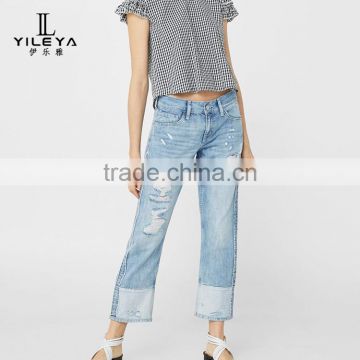 Made inguangzhou womens jeans,pants garment factory,denim jeans