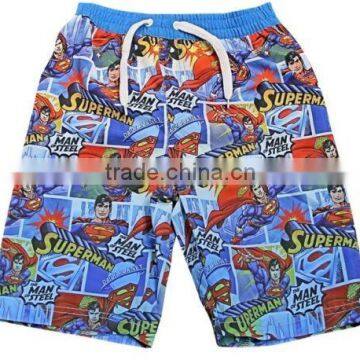 Kids Funny Boutique Clothing With Cartton Super Hero Printing on Boys Super Hero Swimming Shorts