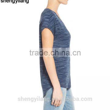 Rayon,polyester,spandex Tri-blend Curved Hem v Neck Wholesale Short Sleeve t Shirts photo-2