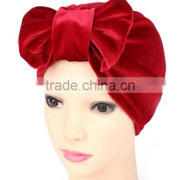 India Arabian Muslim Headscarf Ladies Thin Velvet Activities Bow Bow Fast Selling photo-3