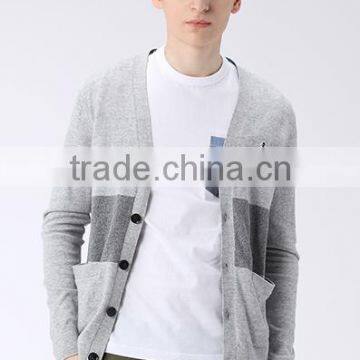 New Popular Knitted Pocket Button Cardigan Young Boys Sweater Design for Men photo-3