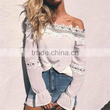 B33777A Latest design women fashion flare sleeve blouse and t shirts