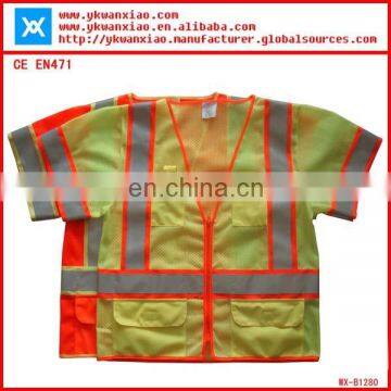 ANSI high visibility fluorescent mesh short sleeves reflective clothes,safety jackets