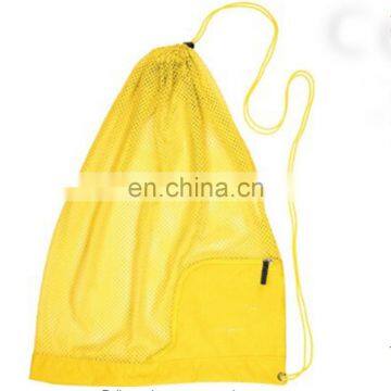 Yellow Zipper Fashion Women Mesh Drawstring Rucksack