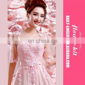 Sexy Applique See Through Women Eleglant Long Evening Dress Formal Gown photo-4