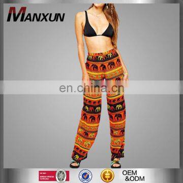 New Summer 2016 Women Sexy Straight-Leg Long Casual Party Beach Pants Boho Print Loose Trousers