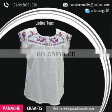 Wide Range of Cotton Embroidered White Tops for Sale