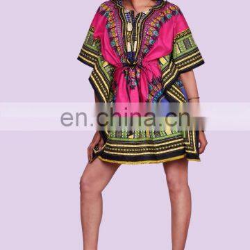Indian Pink African Women Kaftan Caftan Dress Dashiki Vintage Boho Maxi Gown 1 Size Plus