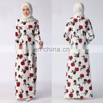 wholesale rose flower new print sublimation fashion muslim dress arabic women abaya dubai abaya 2017