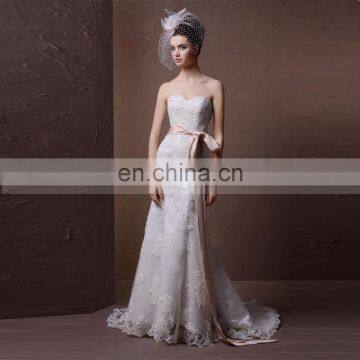 Stunning Design Mermaid Heart Shape Exquisite Applique Lace & Beads Wedding Dress With Sash