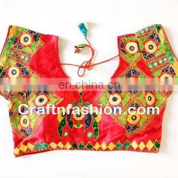 Gujarati rabari mirror work blouse - Indian traditional readymade embroidered blouse - Designer Banjara new style blouse