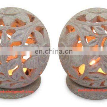 Decorative Tea Light Candle Holder, Natural Stone Candle Holder, Soapstone Candle Holder