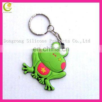 Make any custom oem design shape different animal style embossed 3d rubber frog keychain