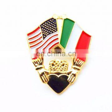 Custom Cheap Metal Iron Zinc Ally Brass Flag Lapel Pins U.S.A Italy China Germany French