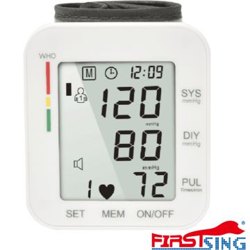 Firstsing Wrist Type Electronic Blood Pressure Monitor Intelligent Pressure Digital LCD Display Wrist Band Blood-pressure Meter Automatic Heart Rate Monitor Health Care