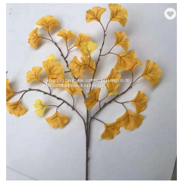silk cloth material yellow artificial ginkgo tree leaves