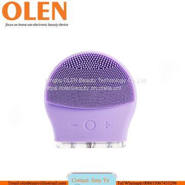 Rechargeable Waterproof Silicone Face Brush OLEN 2020 Waterproof Sonic Face Cleansing Washing Machine Massage Brush Electric Silicone Facial Cleanser Brush