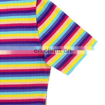2019 Wholesale Fashionable Boutique Shirt Newest Serape Design T Shirt Girl Comfortable Ribbed Strip Toddler Shirt photo-5