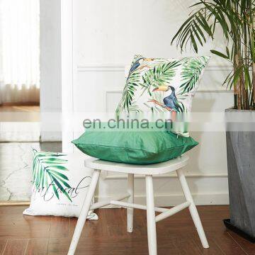 Green Big Bird Canvas Chinese Supplier Pillow Cases Print Home Decor Square Cushion Covers For Sofa photo-7