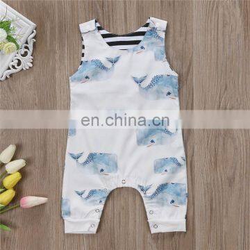 2018 New Design Romper Sleeveless Jumpsuit Whale Printed One Piece Newborn Boy Girl Summer Romper photo-2