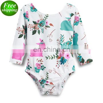 2019 Easter Day Long Sleeved Girls Flower Bunny Romper Bodysuits